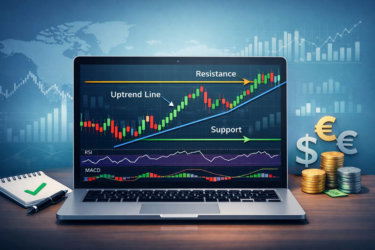 ChatGPT Image Feb 23, 2026, 05_35_10 AM Technical analysis in Forex with candlestick charts, trend lines, and trading indicators for currency trading strategies.