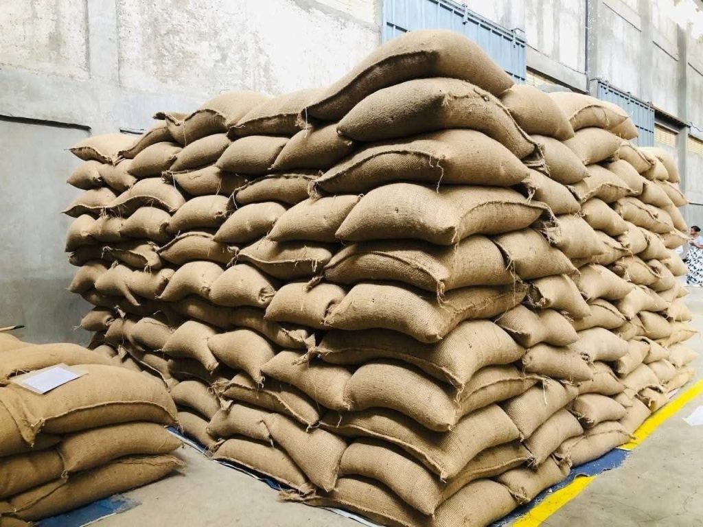 Ethiopian coffee packed for export